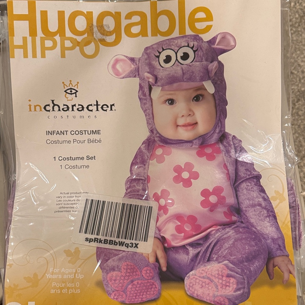 InCharacter Costumes Huggable Hippo Infant Costume - Purple and Pink